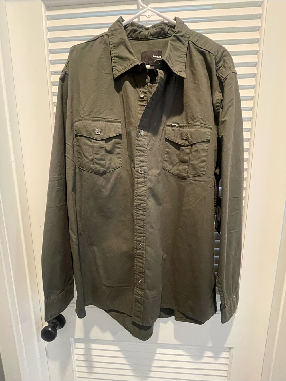 Hurley Olive Green Lightweight Button-Up Shirt Jacket